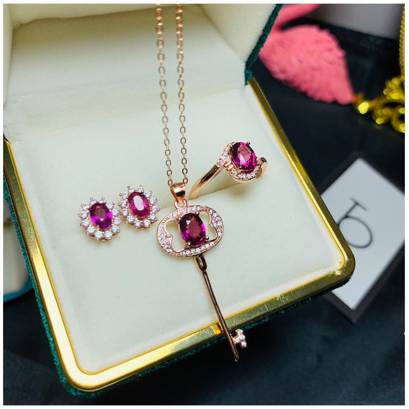 [DF]Elegance Redefined Garnet Set - S925 Silver with Magnificent Magnalium Garnet