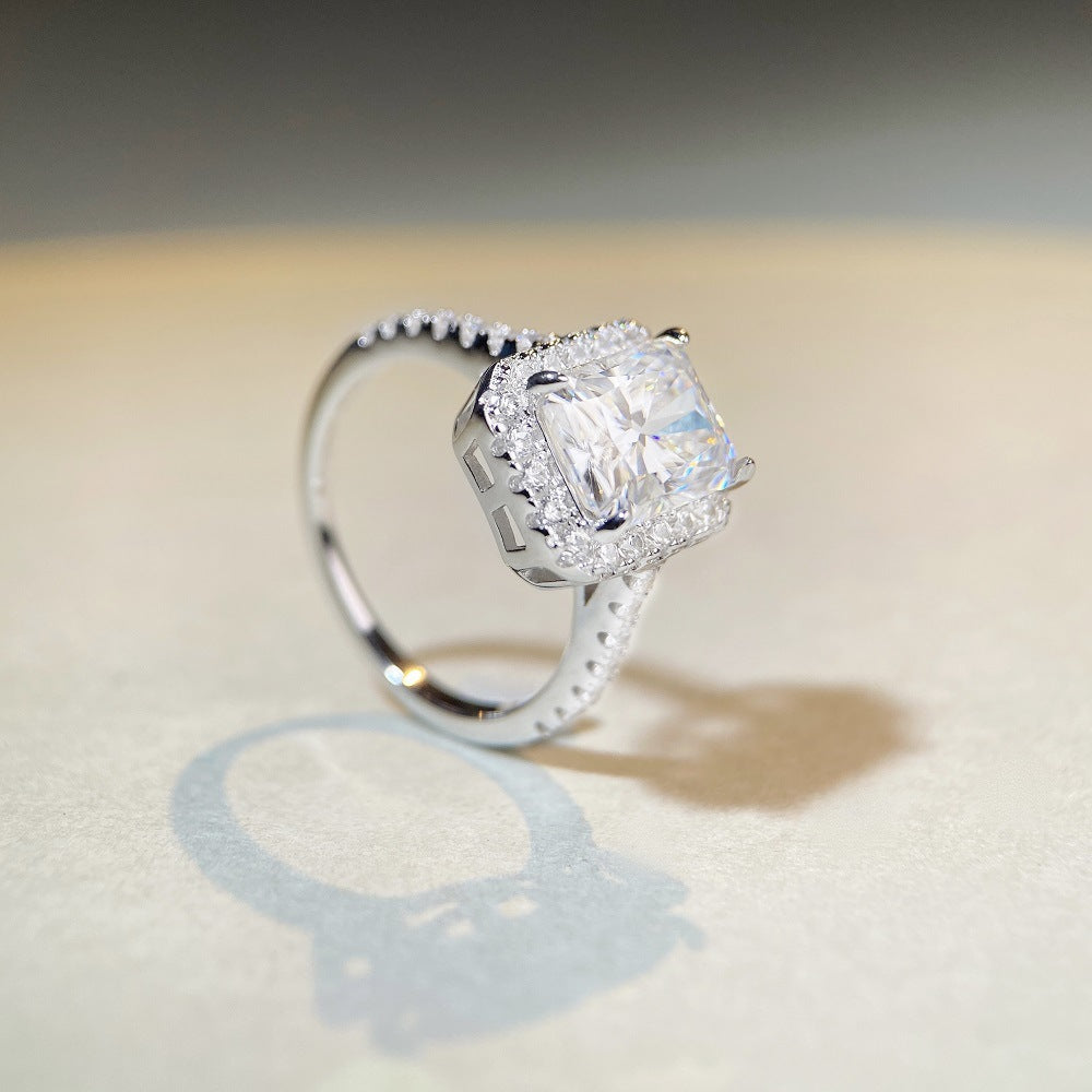 S925 Sterling Silver Reddian Che Moissanite Ring 3 Carat D Color Ring
