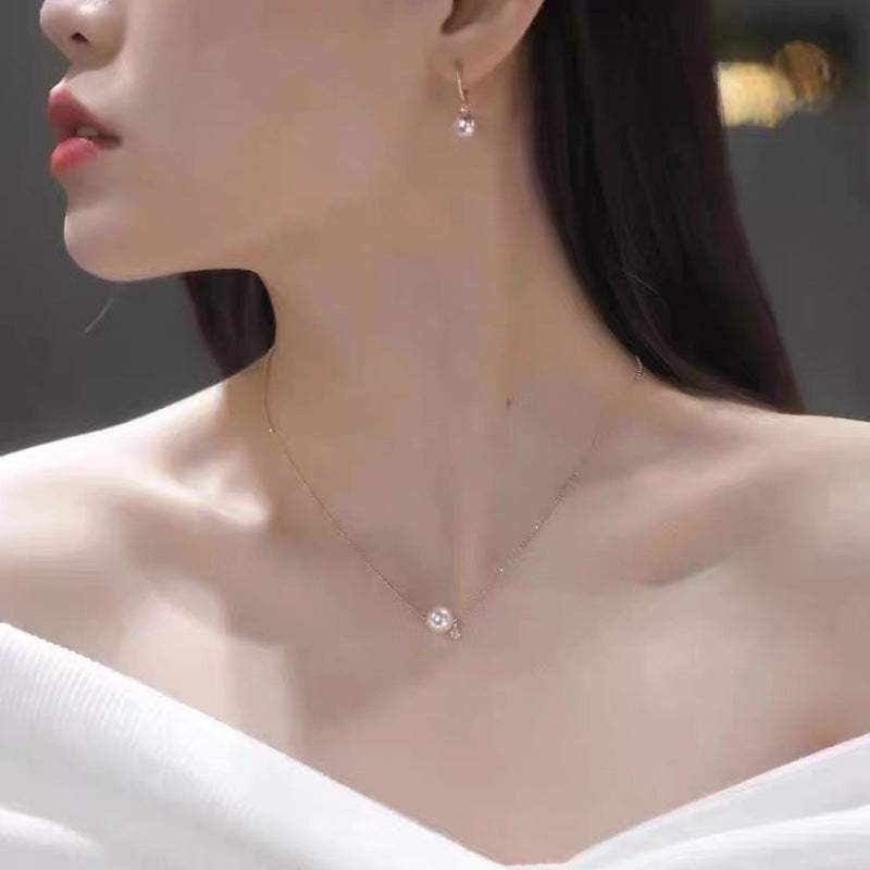 [DF]Collier pendentif en perles Akoya 18 carats avec chaîne étoile météore 