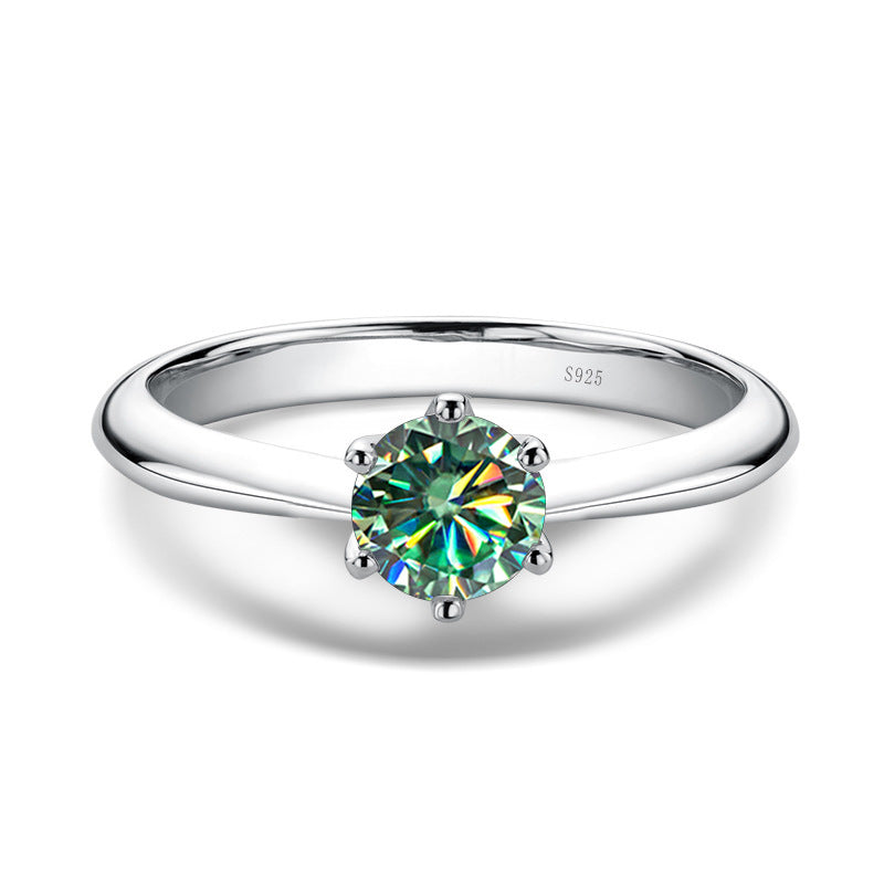 S925 Sterling Silver Ring Mosonite Ring Classic Six Claw Crown