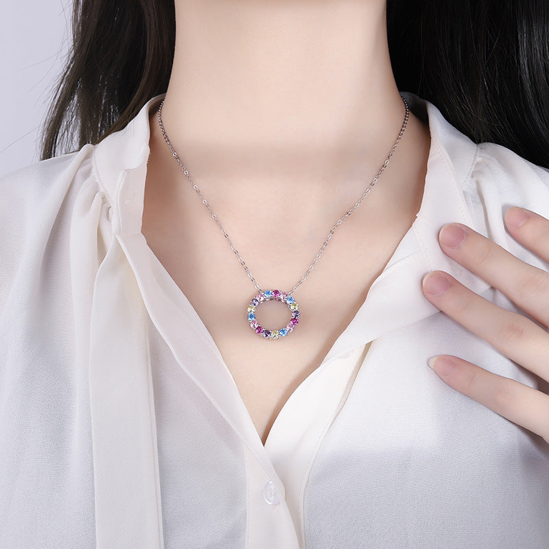 S925 perfect silver simulation colorful garland simple fashion necklace pendant