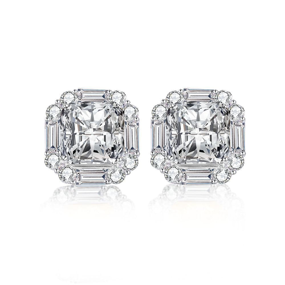 S925 sterling silver pink diamond earrings cute cherry blossom pink earrings