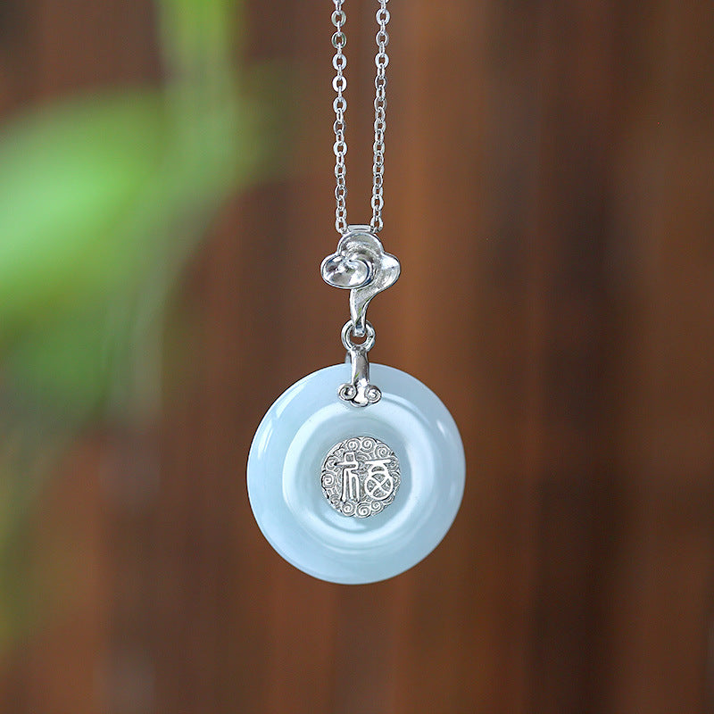 S925 silver gold-plated jadeite zircon embellished exquisite and elegant pendant