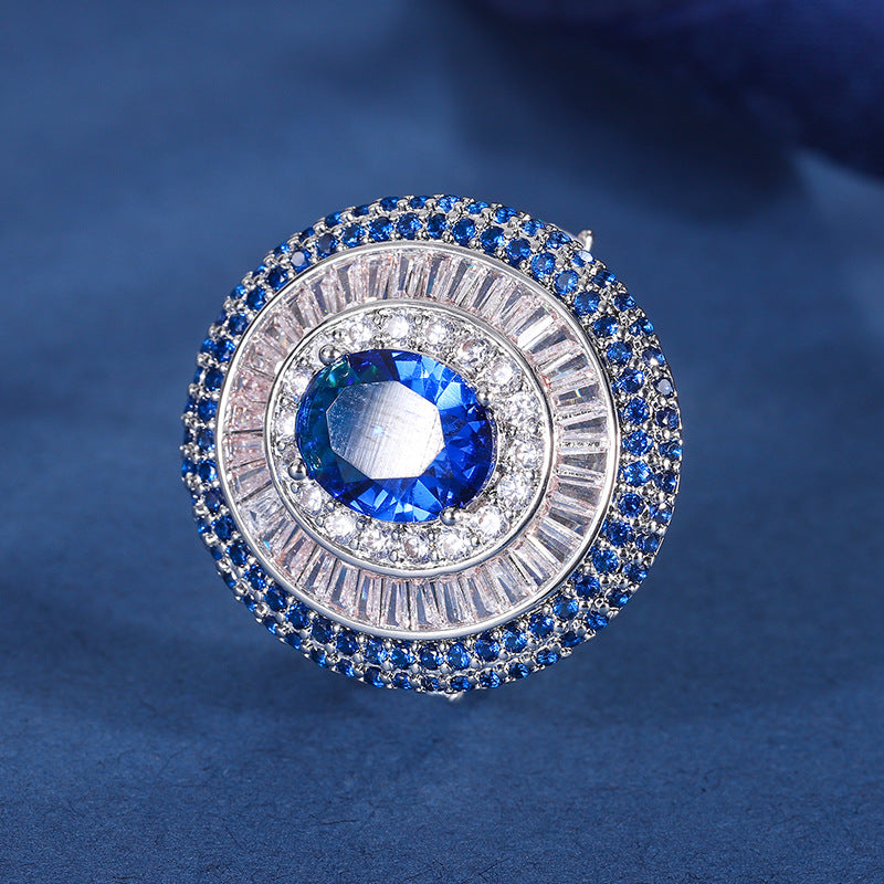 Copper gold-plated simulation color treasure Royal Blue Treasure Shining Diamond Women's Pendant Set 8 * 10