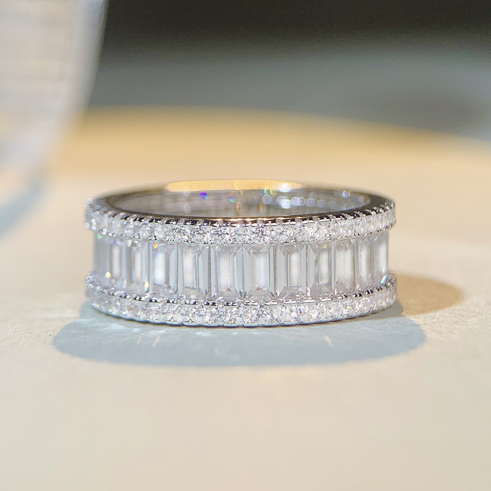 S925 sterling silver ring women&#039;s volleyball ring zircon full diamond high carbon diamond ring finger