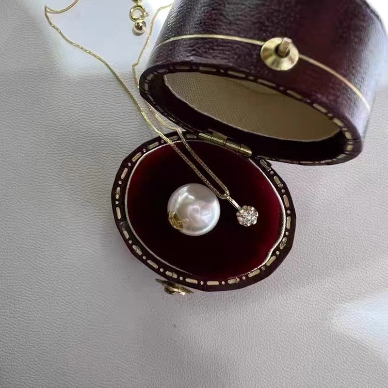 [DF]Collier pendentif en perles Akoya 18 carats avec chaîne étoile météore 