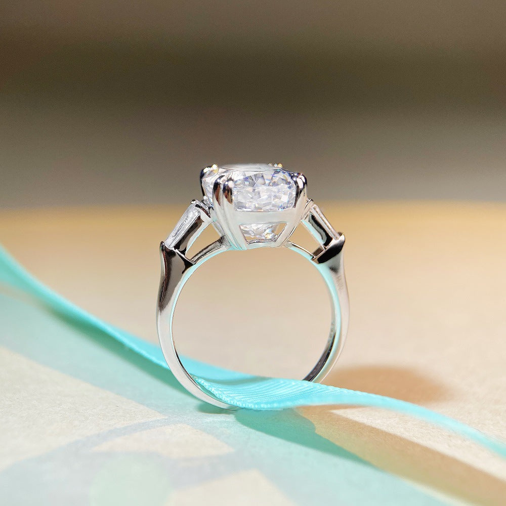 S925 sterling silver big pigeon eggs ring female 10 carat high carbon diamond zircon ring