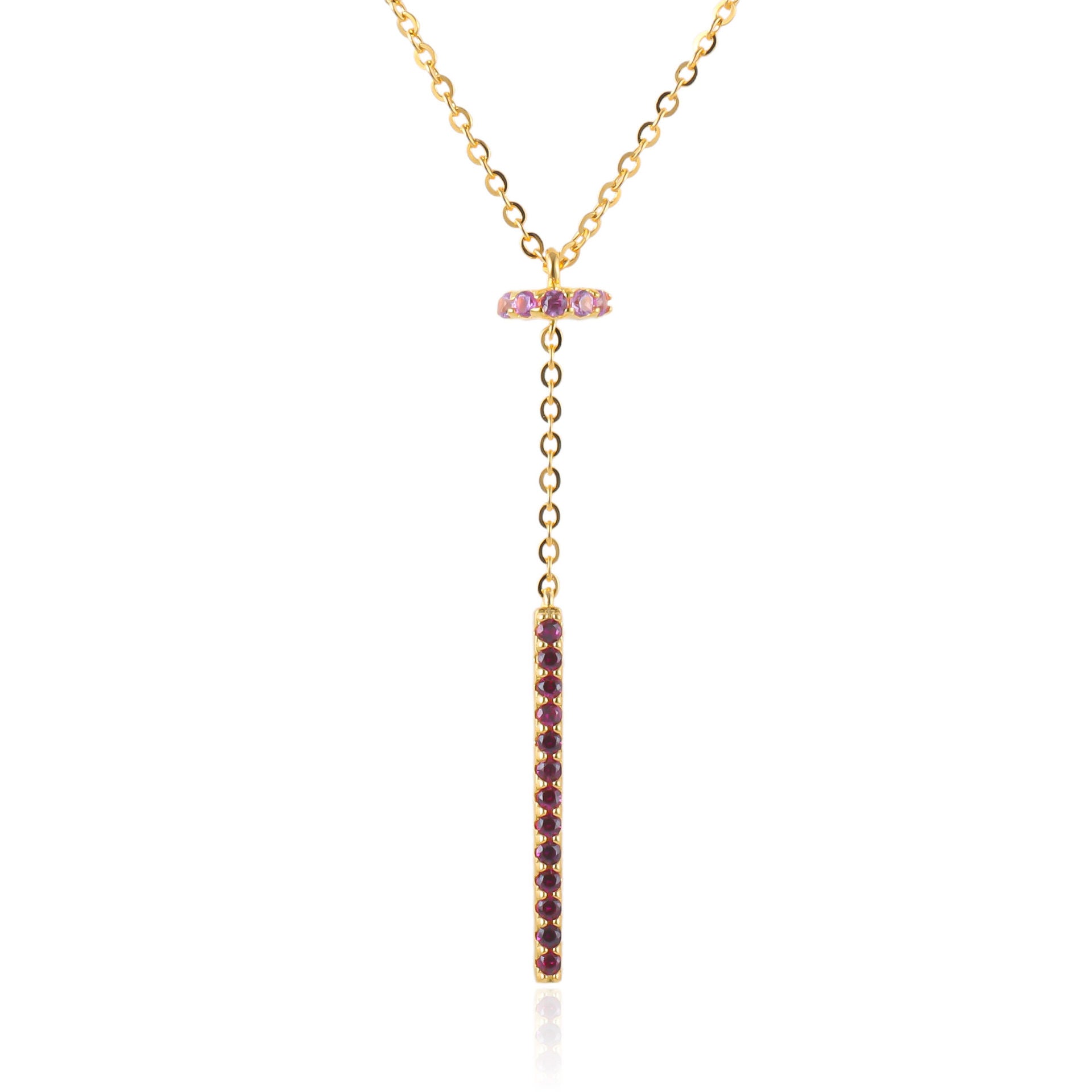 Collar con borlas en forma de Y y piedras preciosas de colores en plata esterlina S925, cadena para clavícula