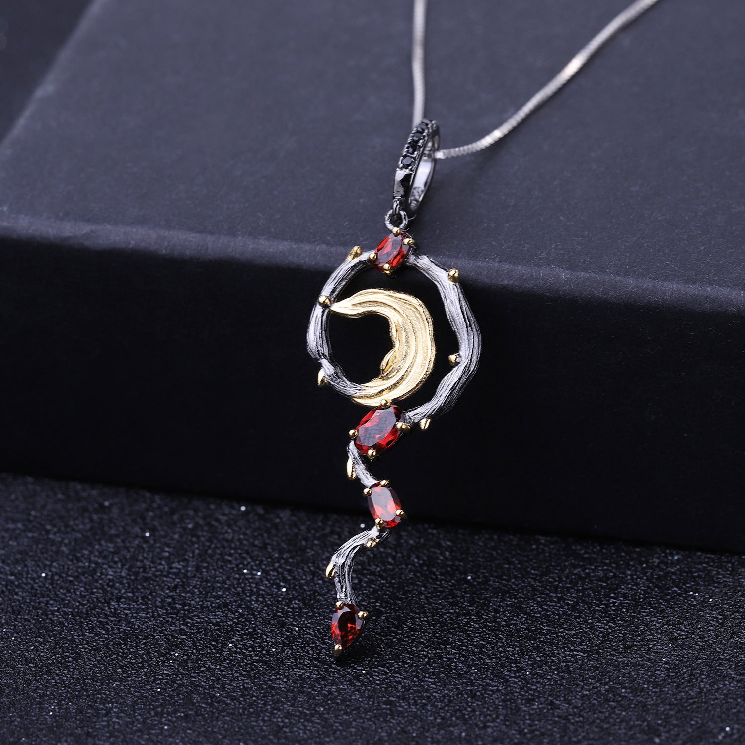 Natural style designer S925 sterling silver natural colored gemstone necklace pendant