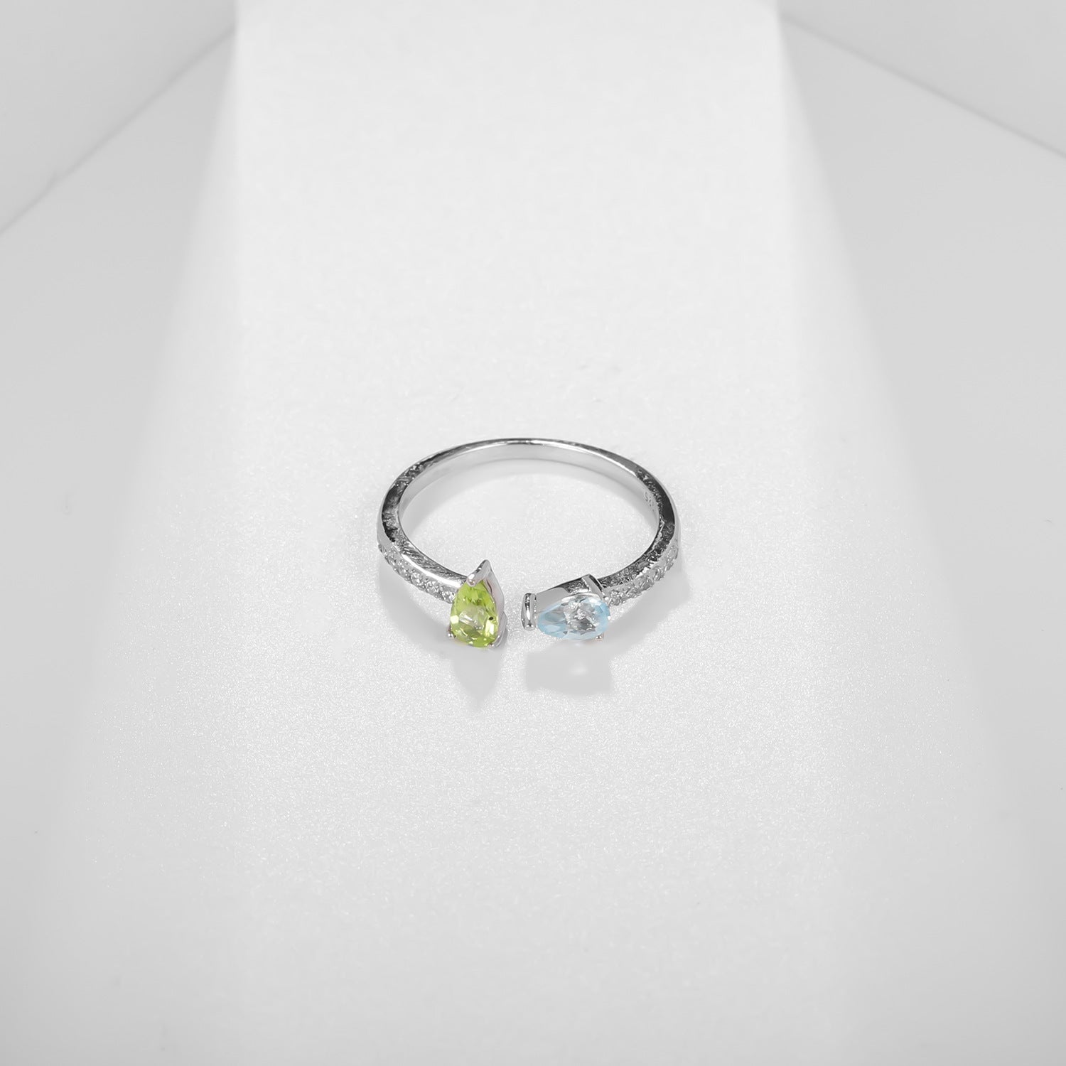 Natural Diopside Ring Adjustable 925 Silver Set Colored Stone Ring