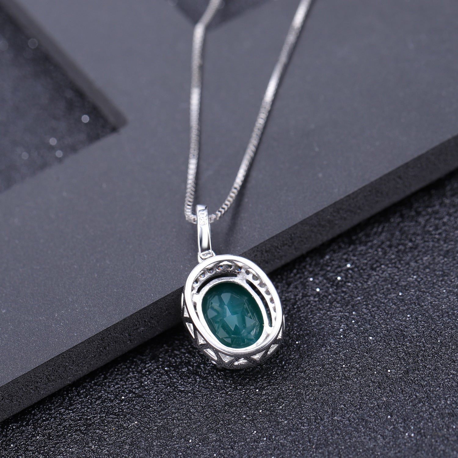 Natural agate sterling silver temperament pendant fashion s925 silver inlaid gem necklace pendant