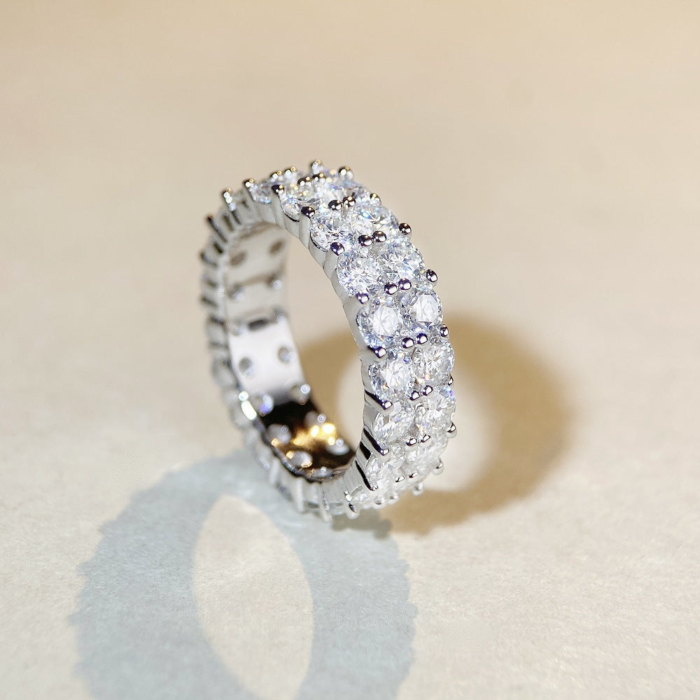 S925 Sterling Silver Moissanite Stone Ring for Men and Women Full Set D Color Moissanite Ring 10 Cent Full Ring