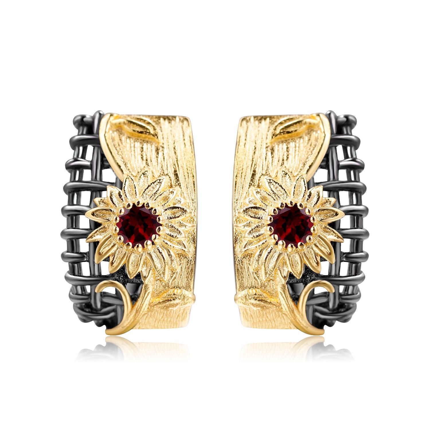 Italian craft designer earrings natural wind flower design 925 silver natural amethyst earrings earrings