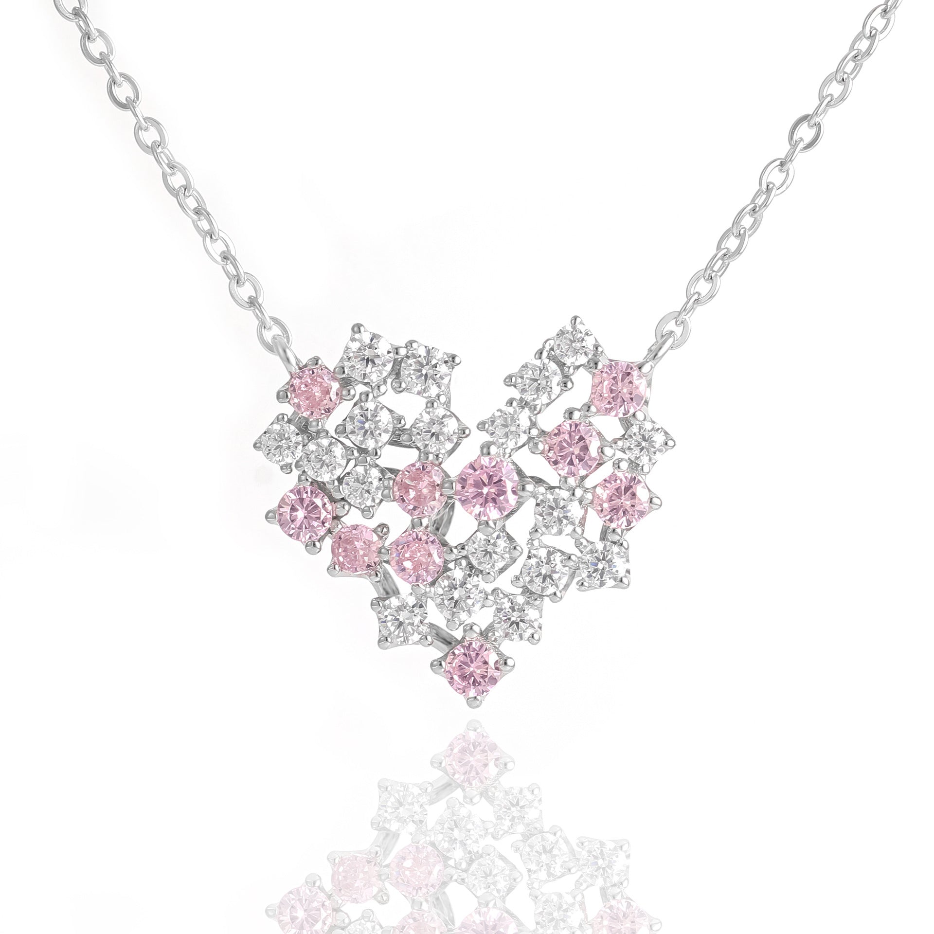 Collar con colgante de piedras preciosas cultivadas en plata de ley S925 con diamantes creados en laboratorio Collar Love