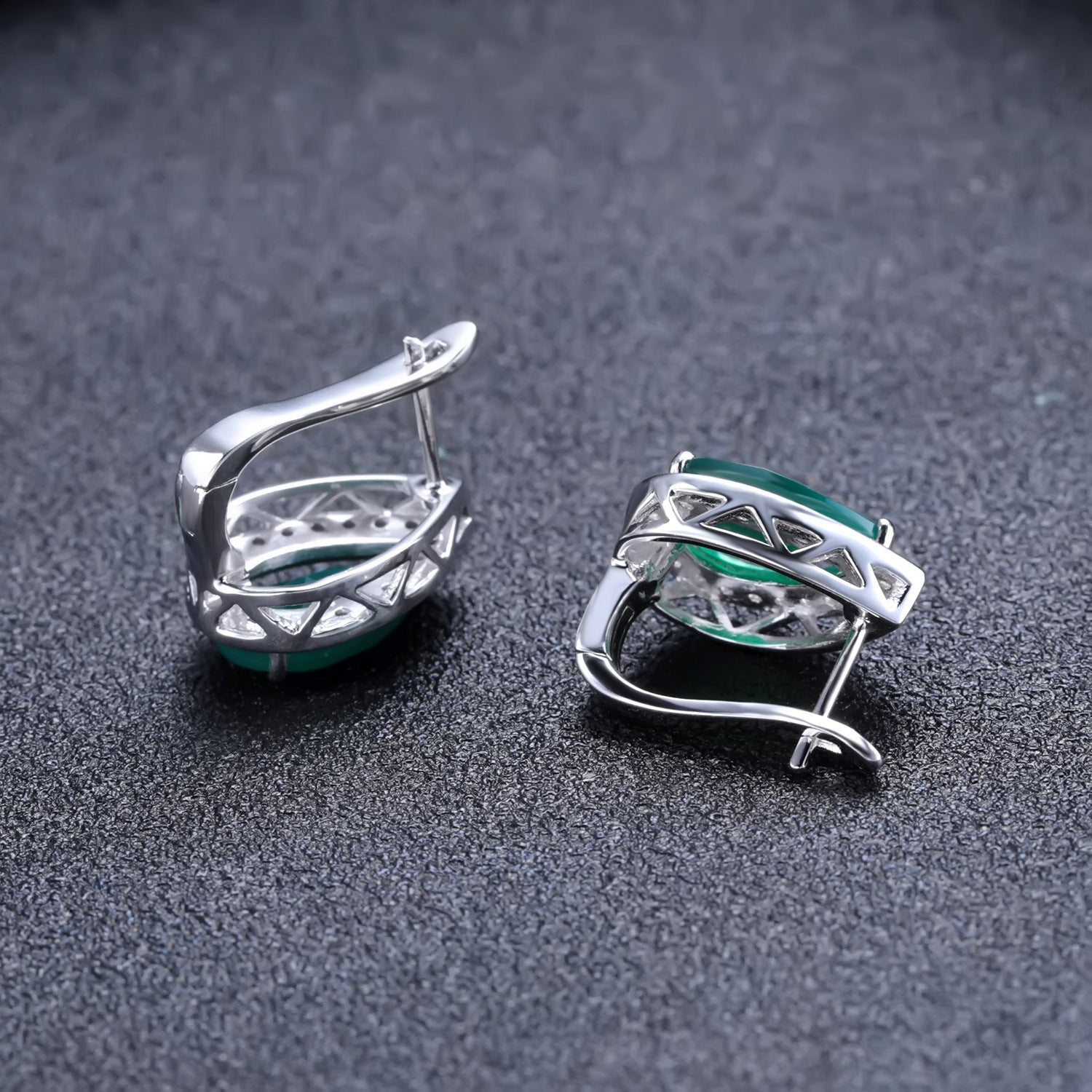 Pendientes de piedra natural s925 con incrustaciones de plata, pendientes de ágata verde, pendientes de piedras preciosas en forma de pera