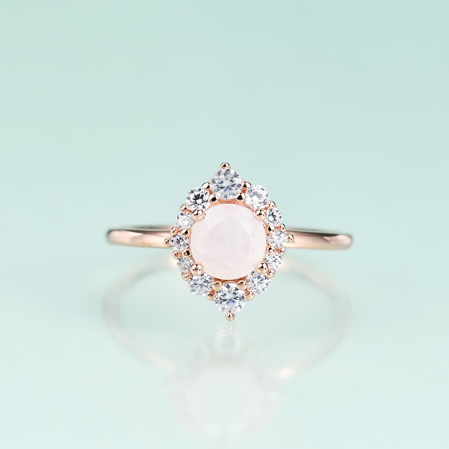 Bague en argent sterling S925 incrustée de pierre de lune naturelle, bague en cristal de cheveux noirs, bague en or rose de luxe à la mode