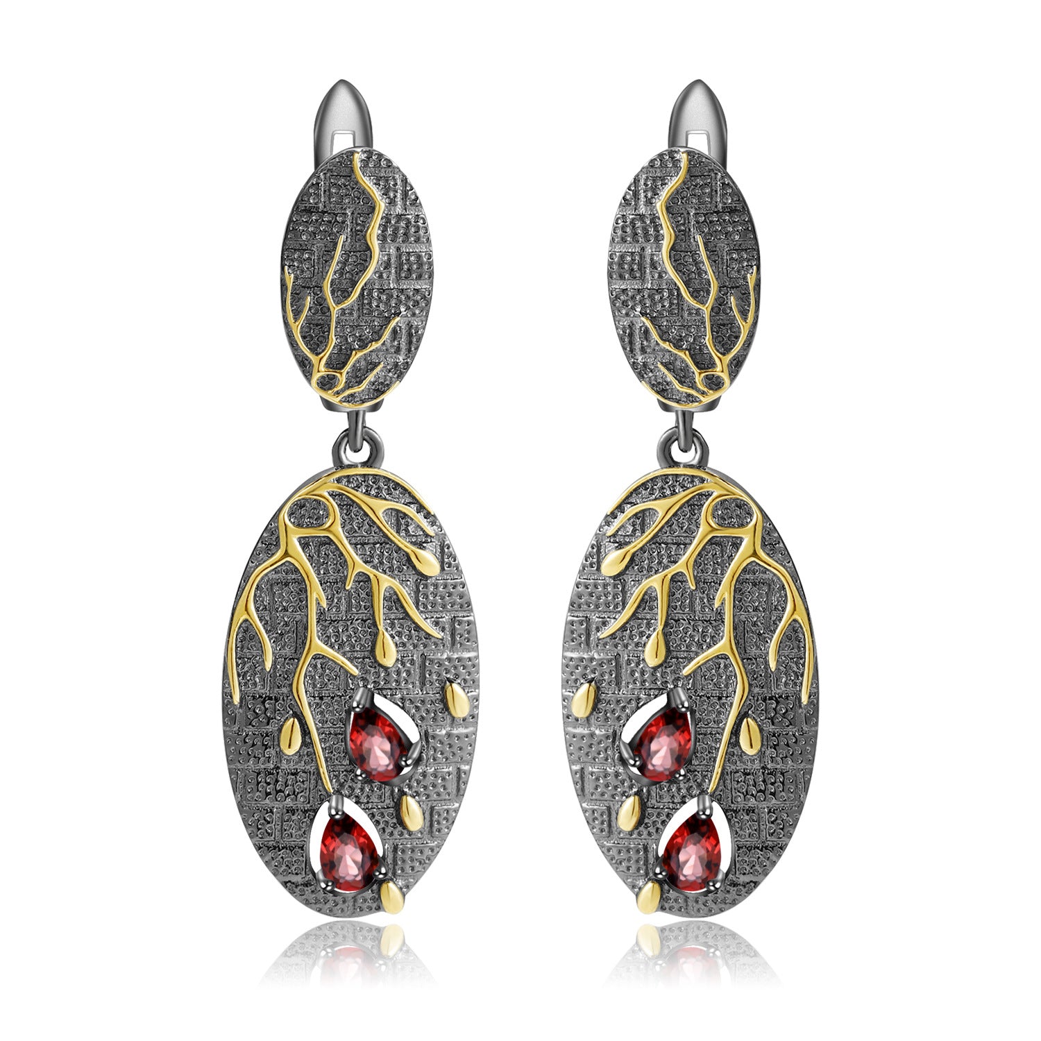 Boucles d'oreilles avancées en argent sterling s925 avec améthyste naturelle