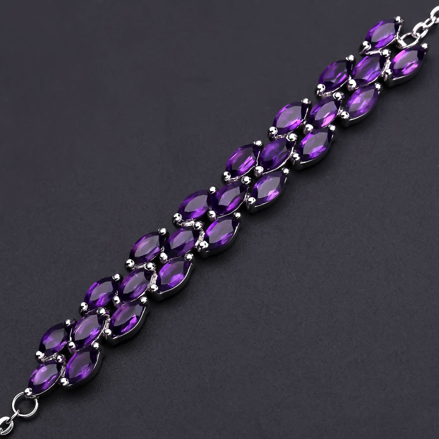 Natural Amethyst Bracelet s925 Silver Inlaid Natural Colorful Treasure Bracelet