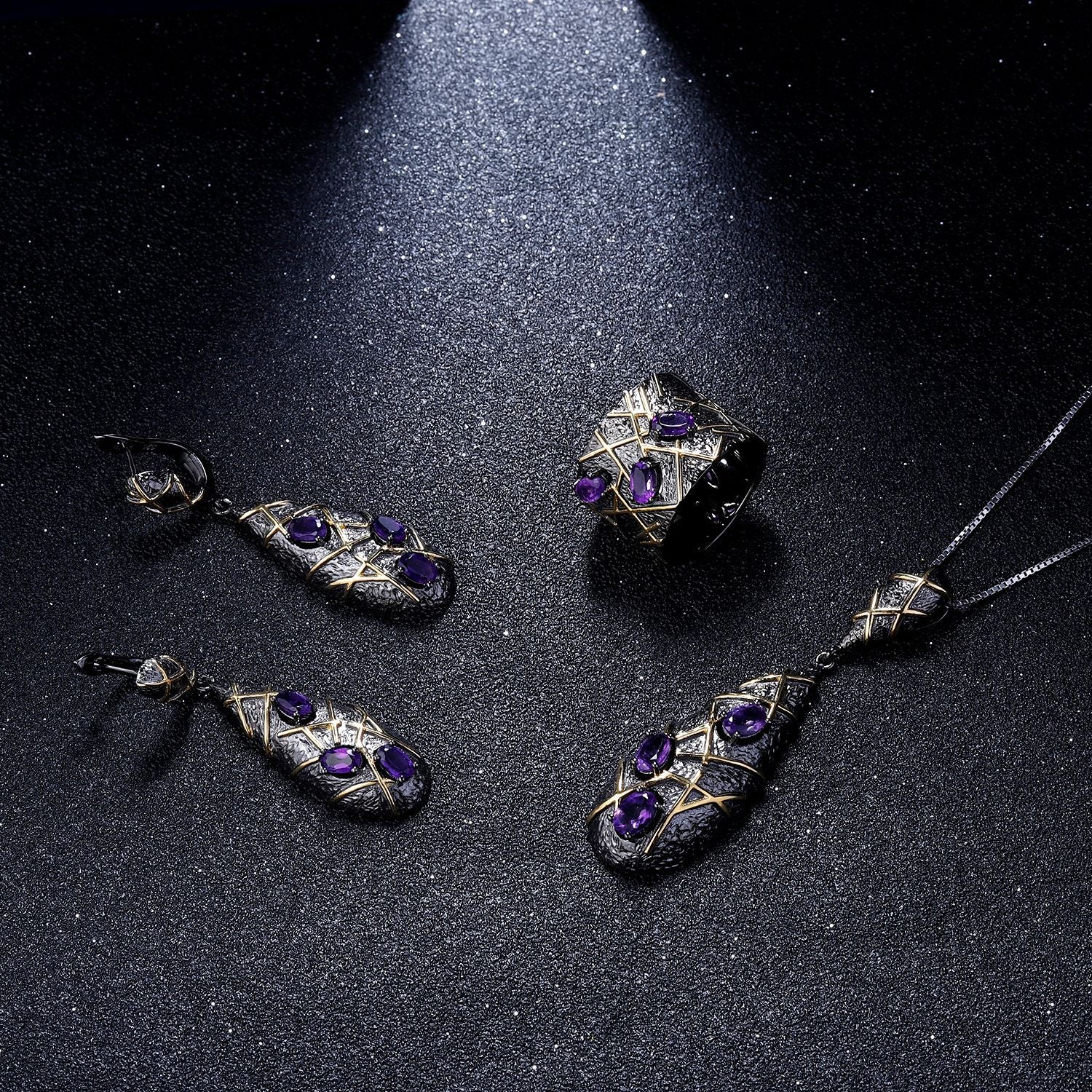 Colgante de collar de amatista natural en plata S925