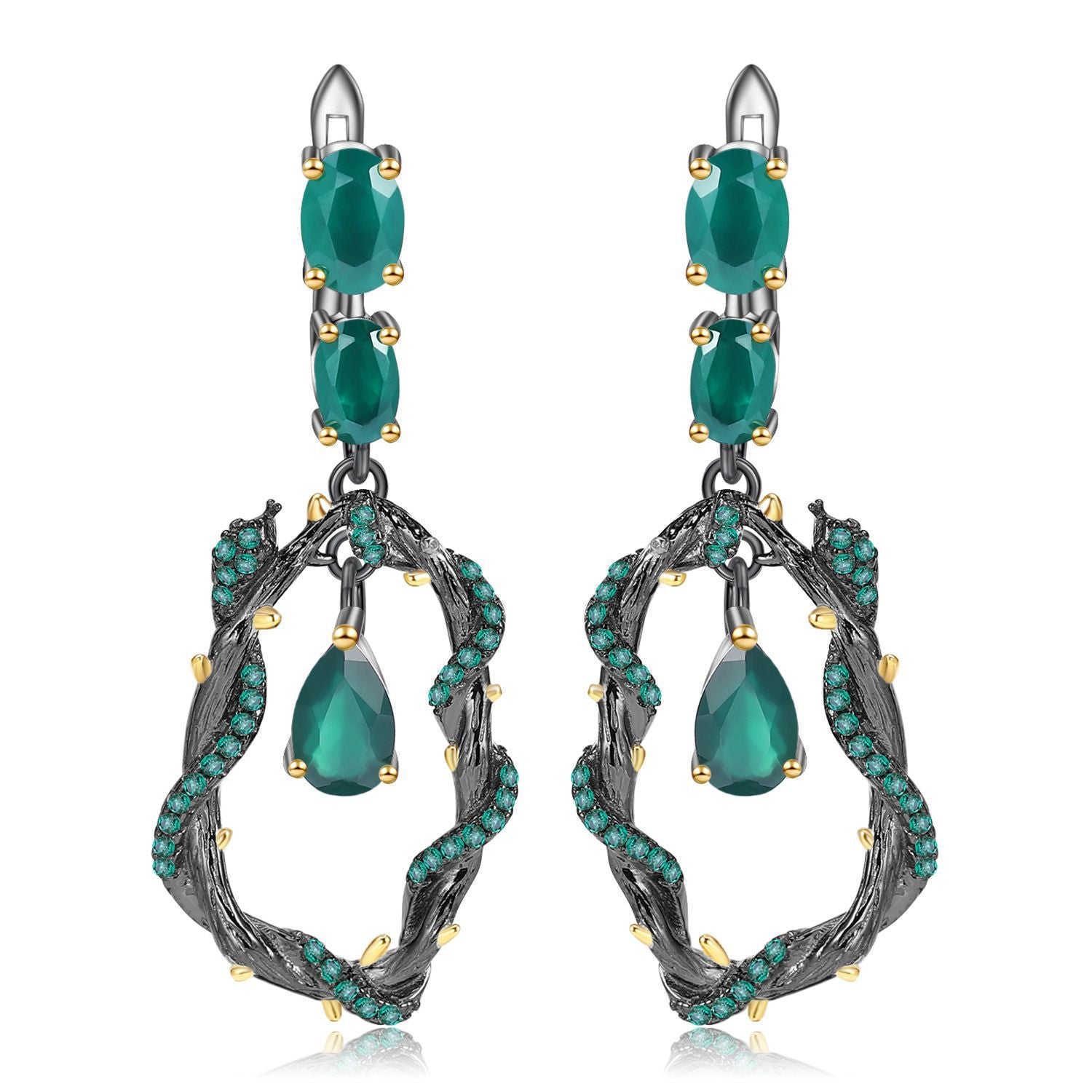 Pendientes de amatista natural diseño de enredadera de viento natural pendientes de plata 925