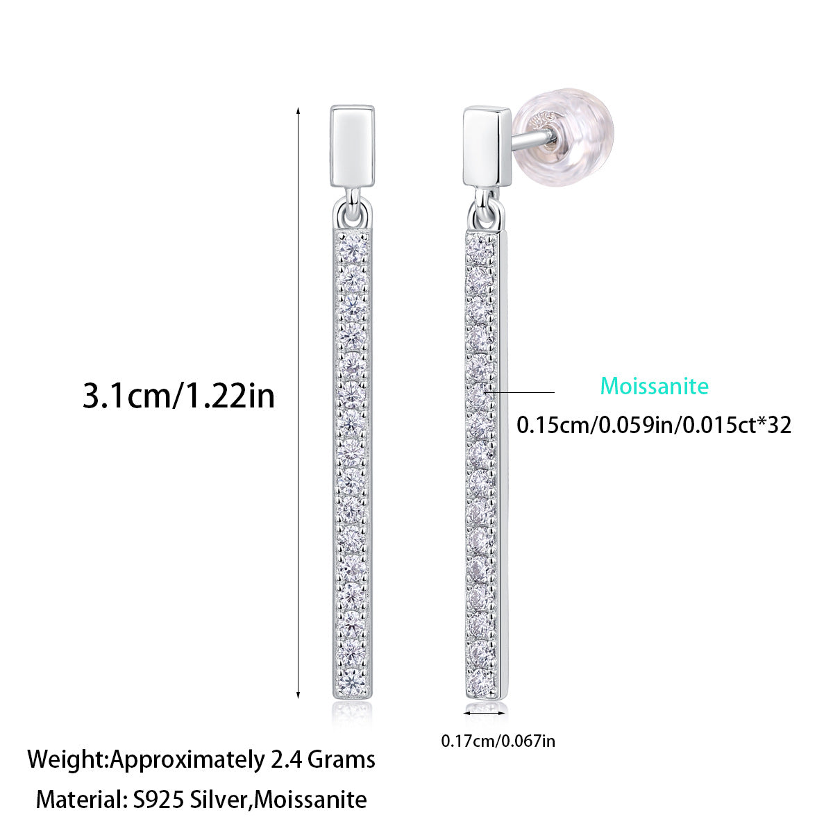 925 Silver Jumping Earrings Mosan Stone New Earrings