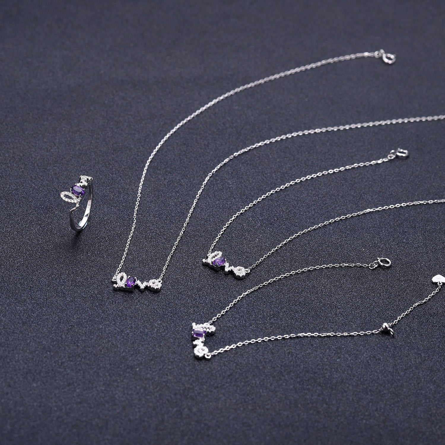 Luxury natural amethyst bracelet female s925 sterling silver LOVE letter bracelet