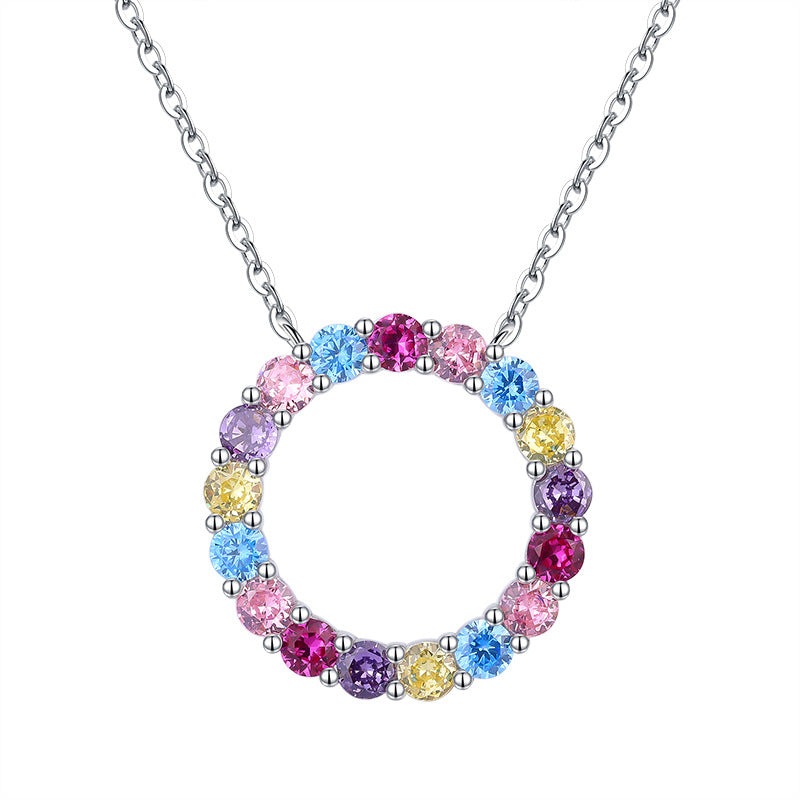 S925 perfect silver simulation colorful garland simple fashion necklace pendant