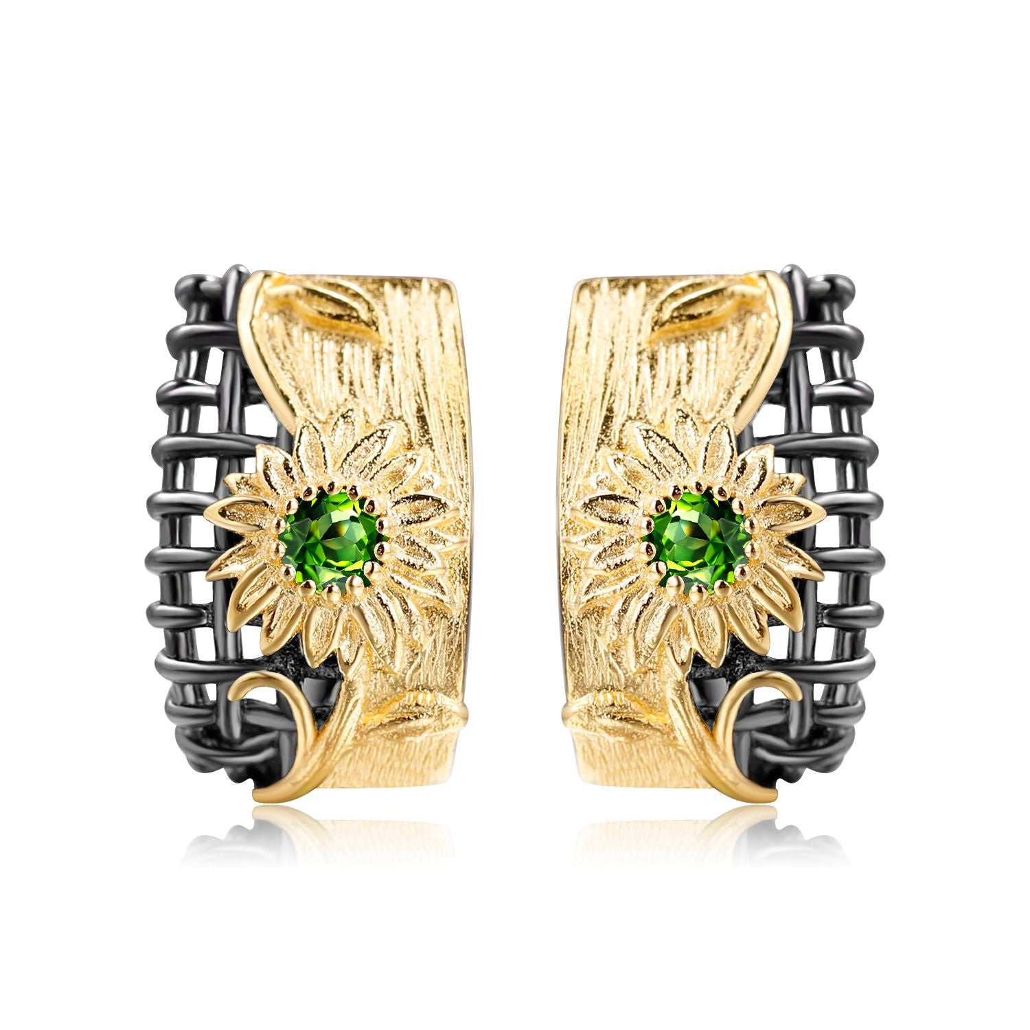 Italian craft designer earrings natural wind flower design 925 silver natural amethyst earrings earrings