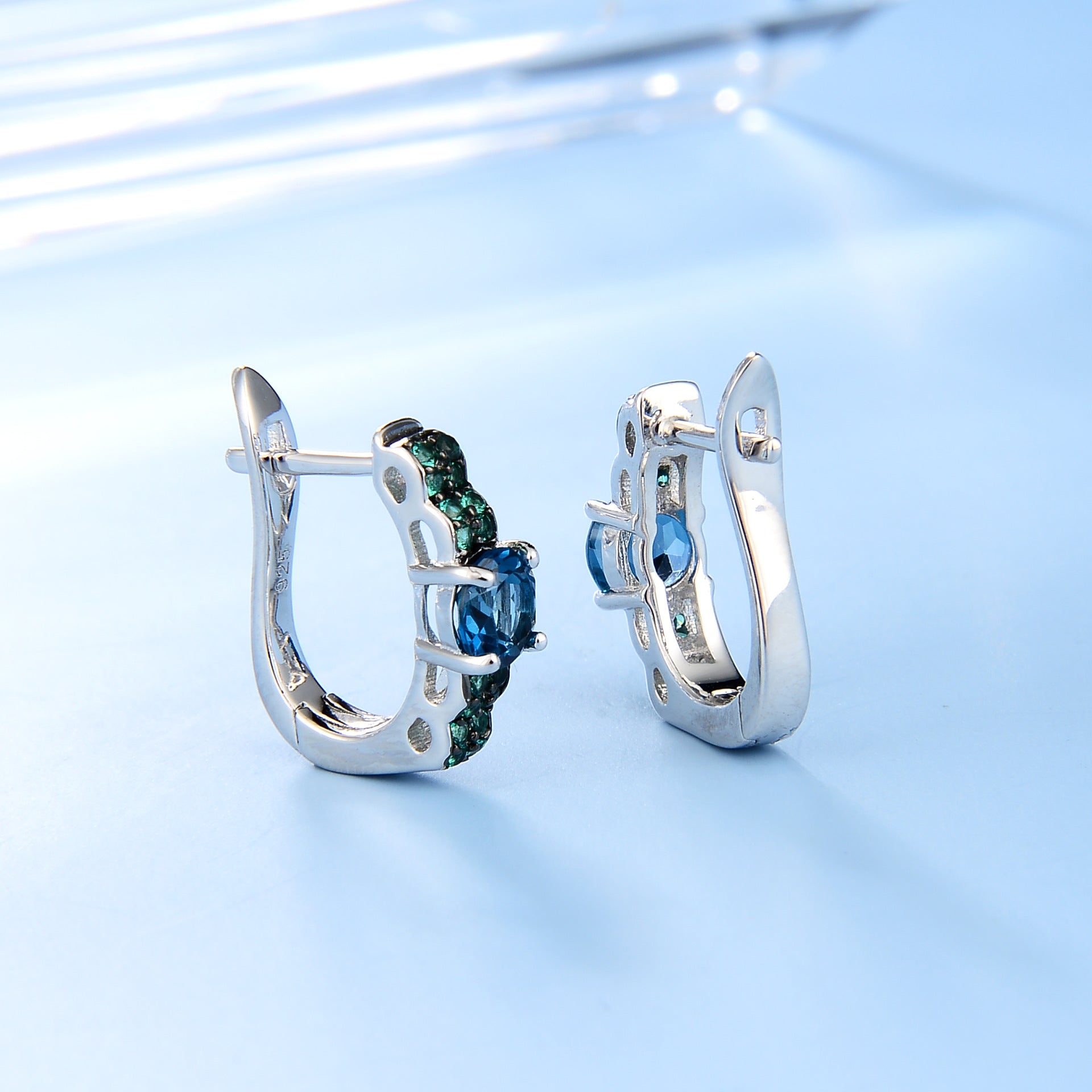 Pendientes de piedras preciosas de colores naturales con topacio Pendientes de piedras preciosas de plata S925 Pendientes tipo botón