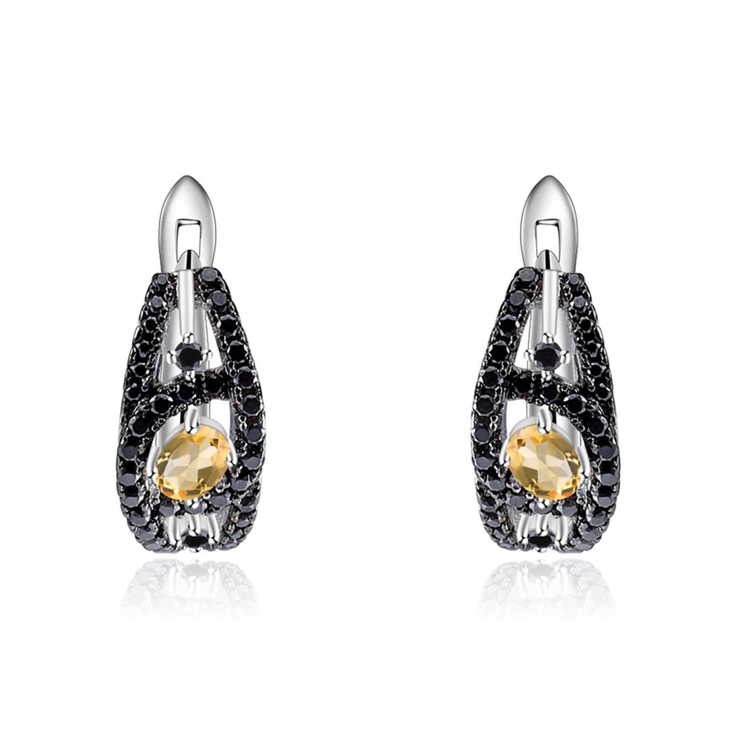 Pendientes de amatista natural con incrustaciones de piedras preciosas en plata 925