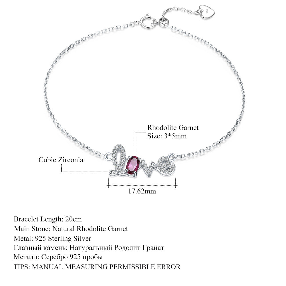 Luxury natural amethyst bracelet female s925 sterling silver LOVE letter bracelet