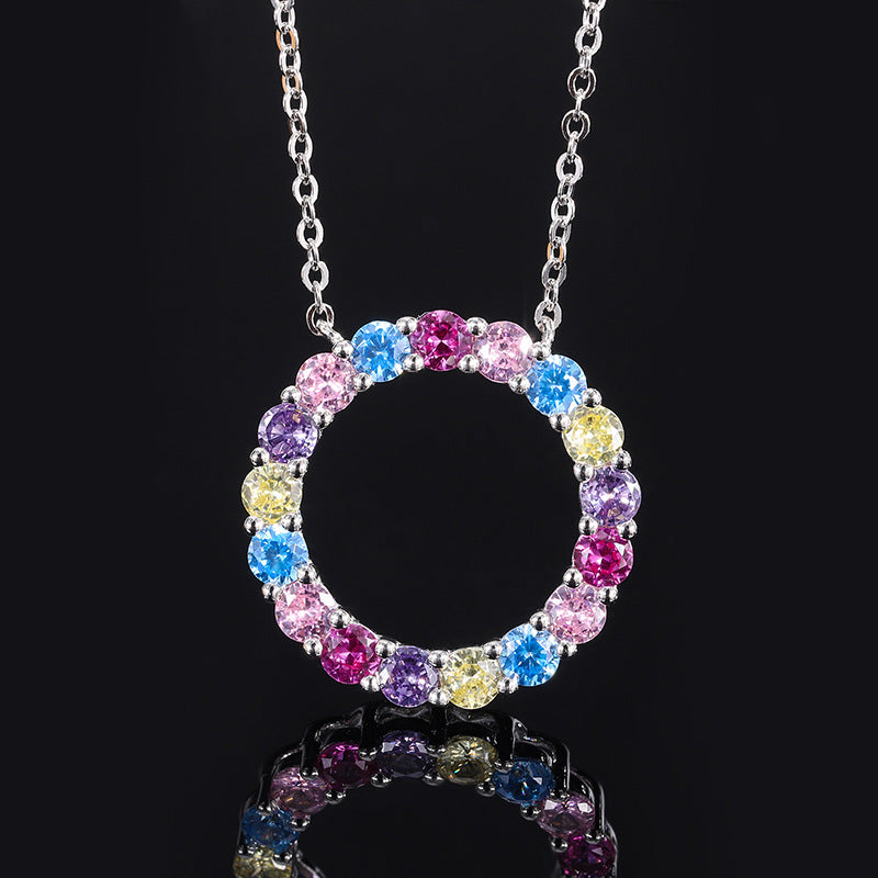 S925 perfect silver simulation colorful garland simple fashion necklace pendant