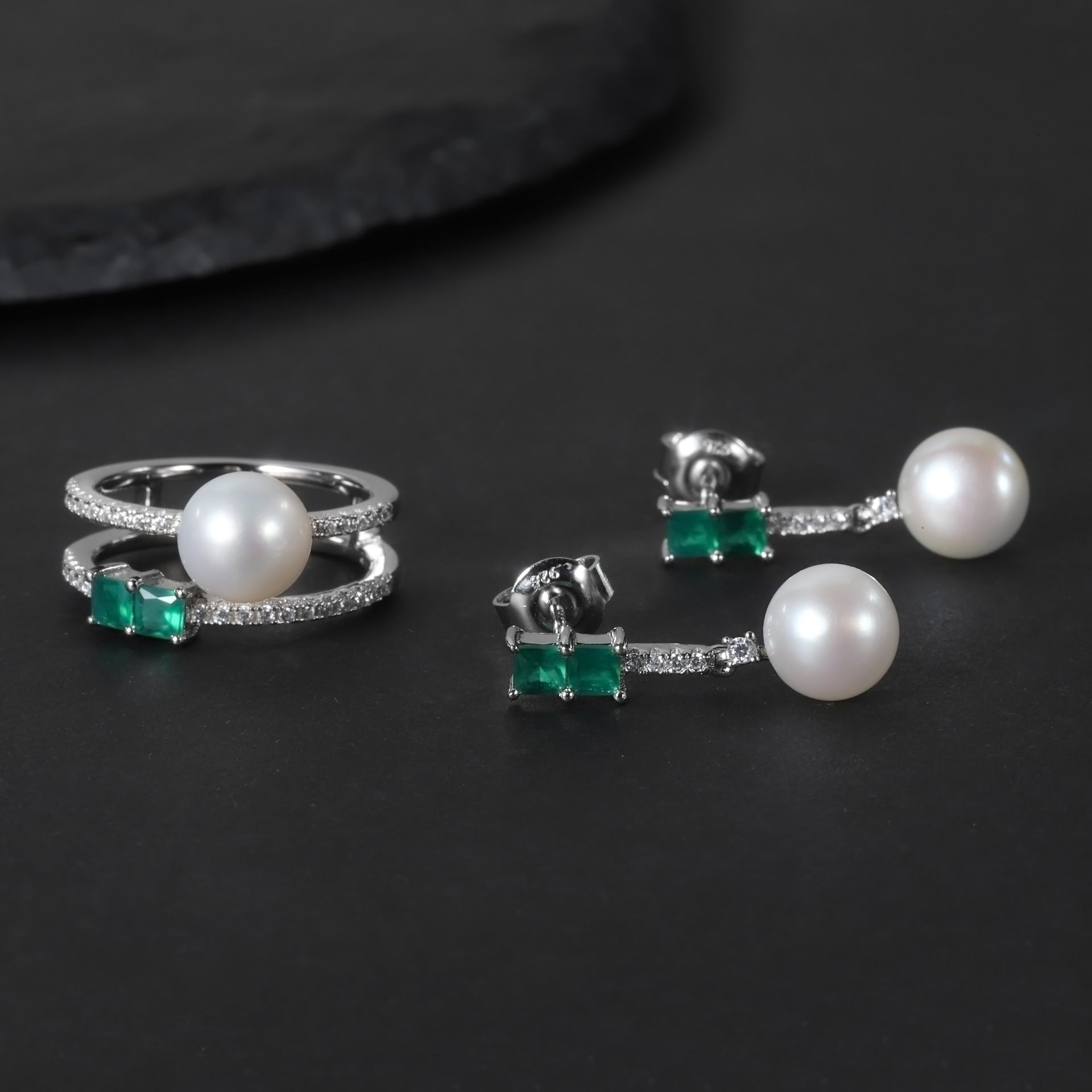 Anillo de plata esterlina S925 con perla de agua dulce natural, apertura femenina, ajustable, anillo de gemas con incrustaciones de lujo.