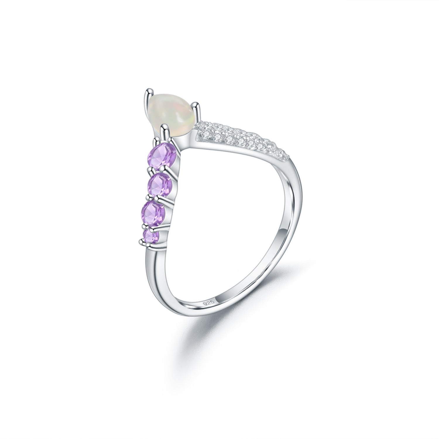 Natural gem ring s925 silver inlaid natural colorful ring