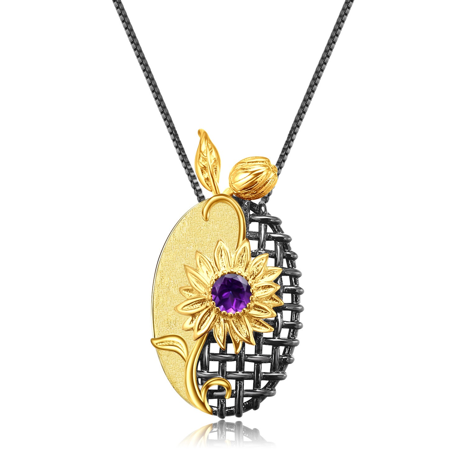 Italian craft designer pendant is a 925 silver natural amethyst necklace pendant