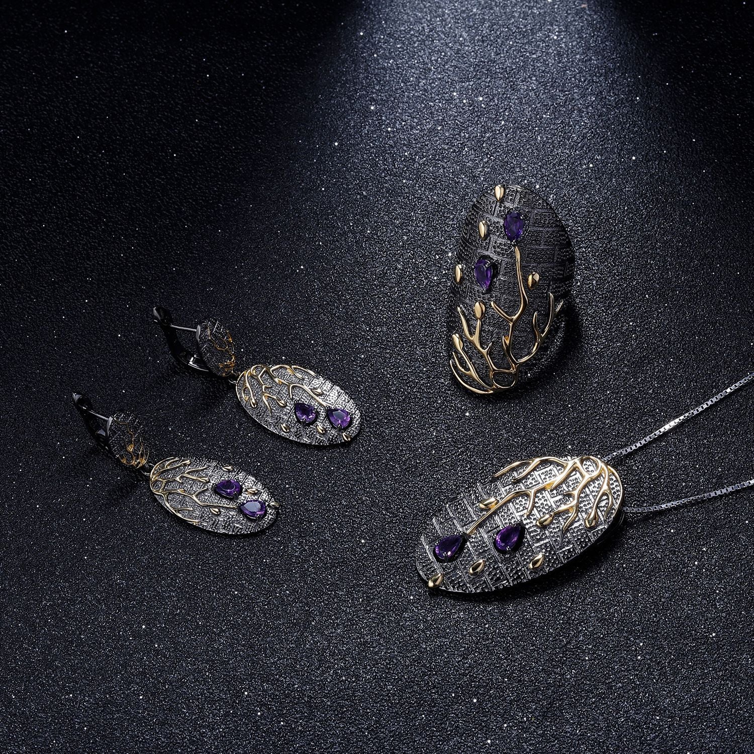 DF Fall Ying colorful designer pendant Georgia advanced  s925 sterling silver natural Amethyst necklace pendant