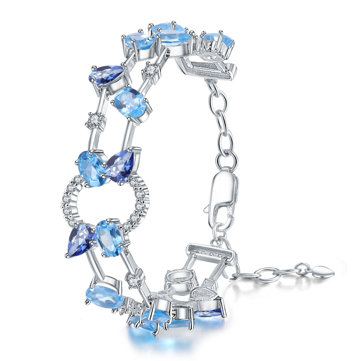 Natural garnet bracelet s925 sterling silver inlaid with natural gemstones bracelet