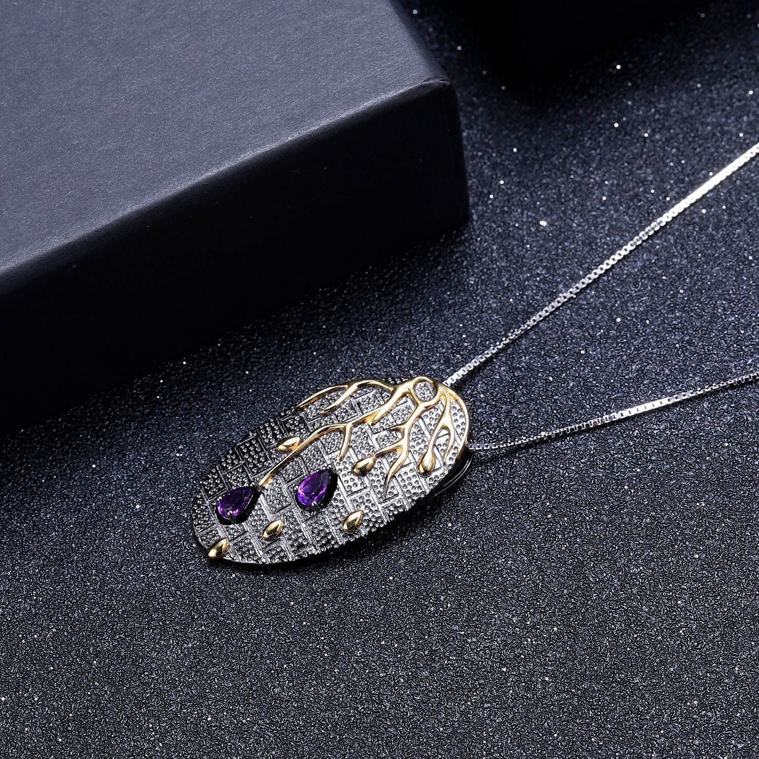 DF Fall Ying colorful designer pendant Georgia advanced  s925 sterling silver natural Amethyst necklace pendant