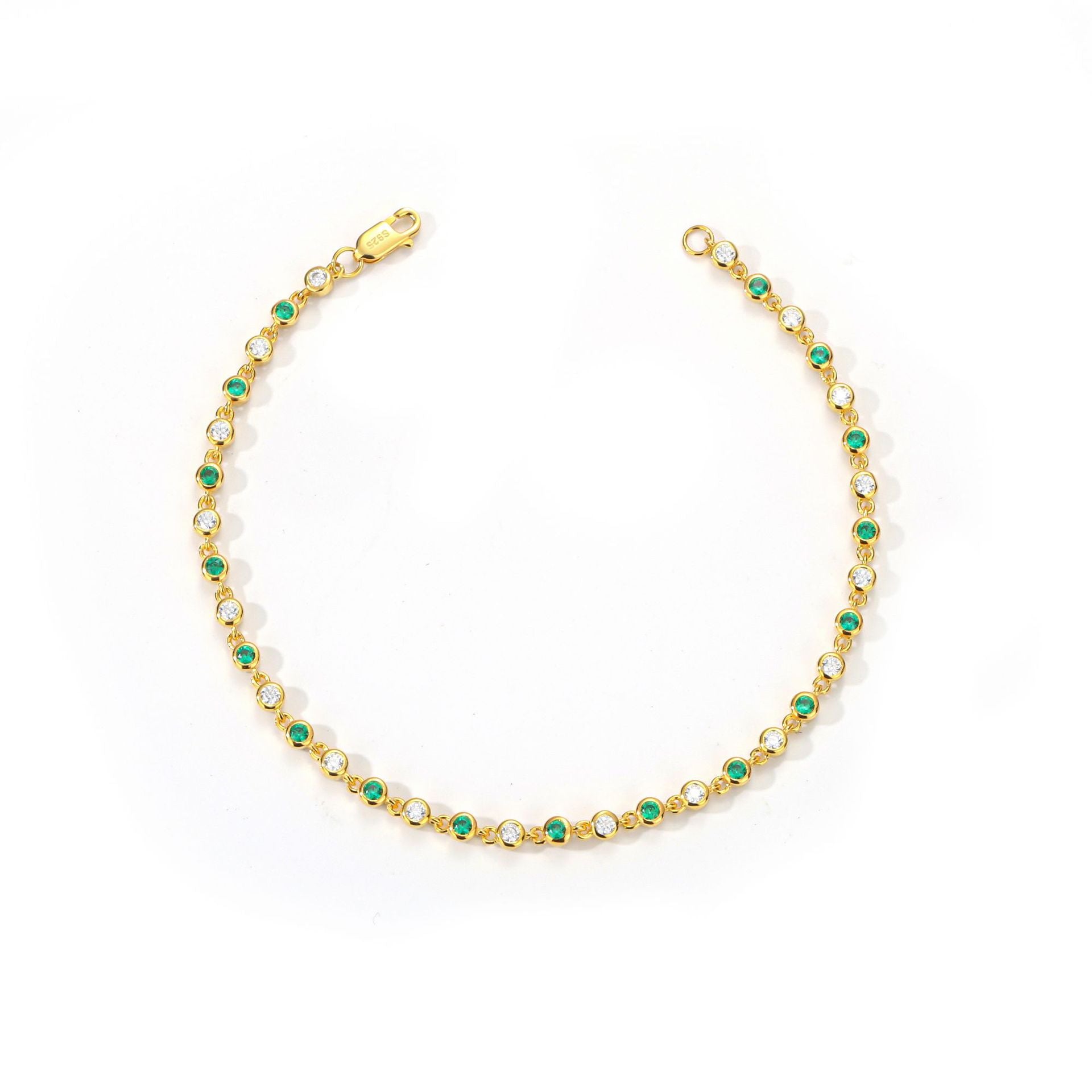 Bracelet plaqué argent S925, Bracelet de pierres précieuses de culture colorées, à la mode et minimaliste