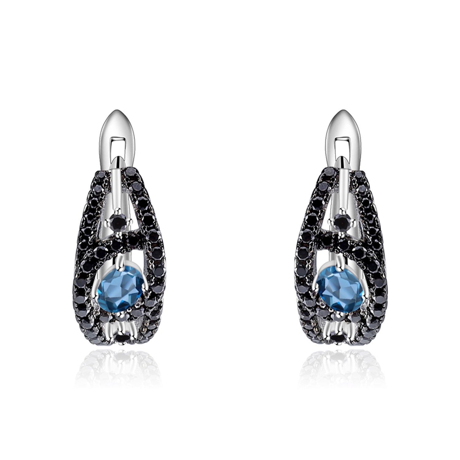 Pendientes de amatista natural con incrustaciones de piedras preciosas en plata 925