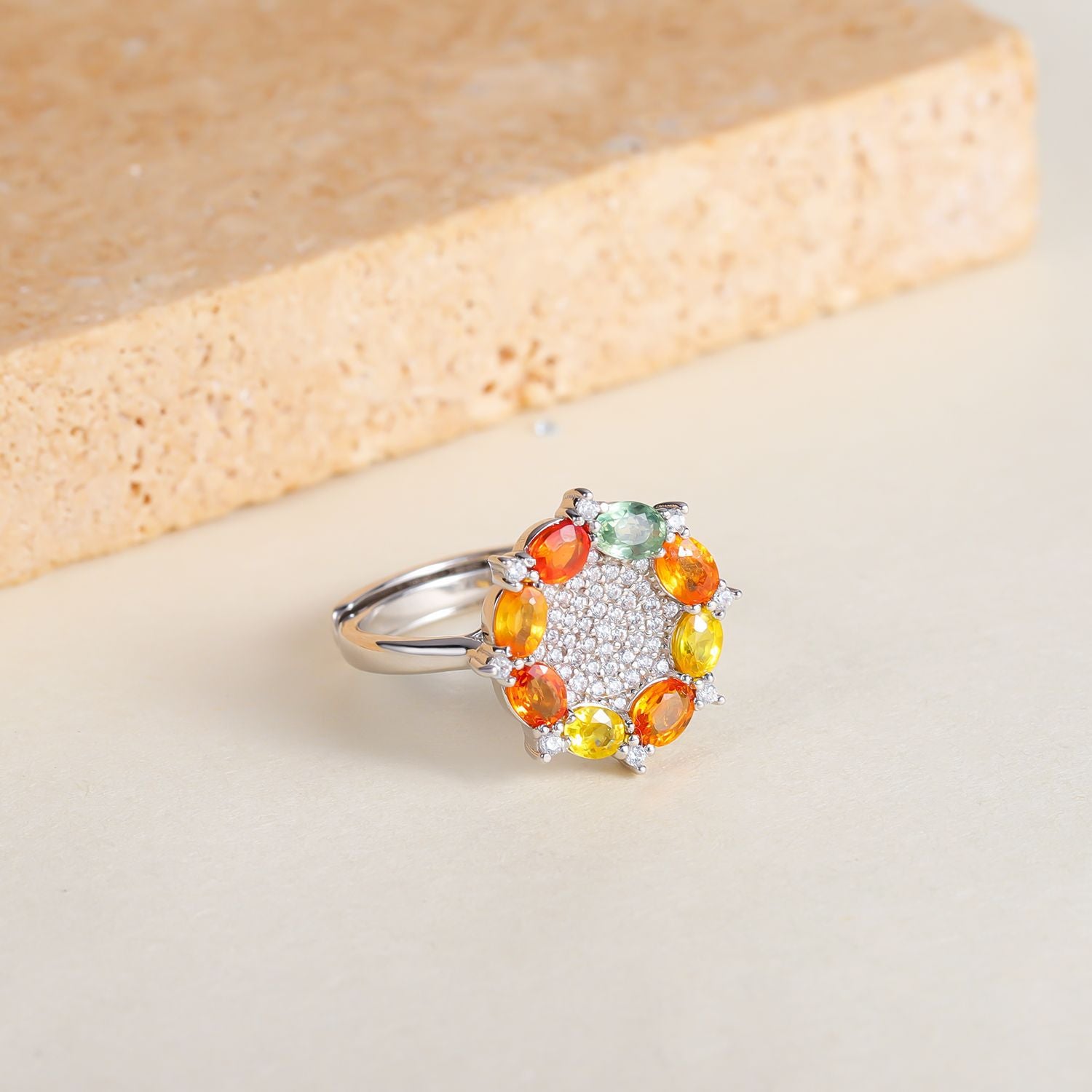 Candy color 925 sterling silver ring necklace earrings natural color sapphire jewelry set