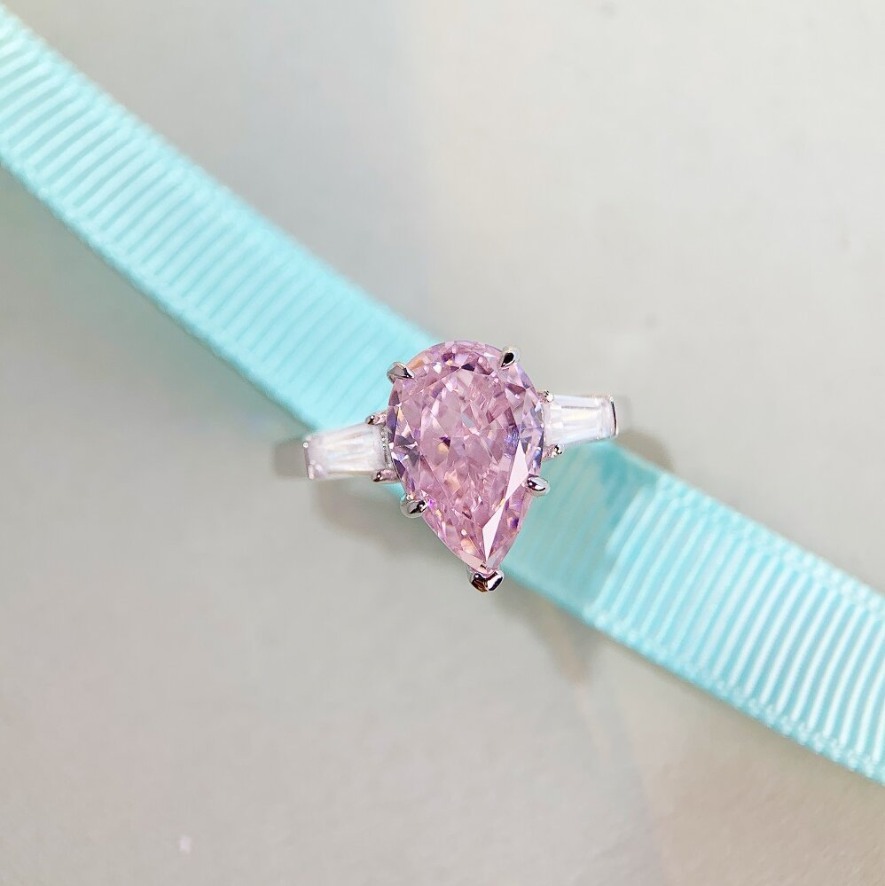 Water drop ice flower cut ring s925 sterling silver high carbon diamond ring refers to colored gemstone ring