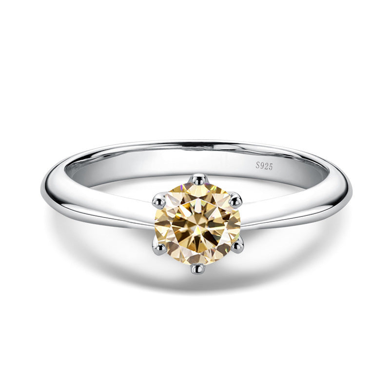 S925 Sterling Silver Ring Mosonite Ring Classic Six Claw Crown