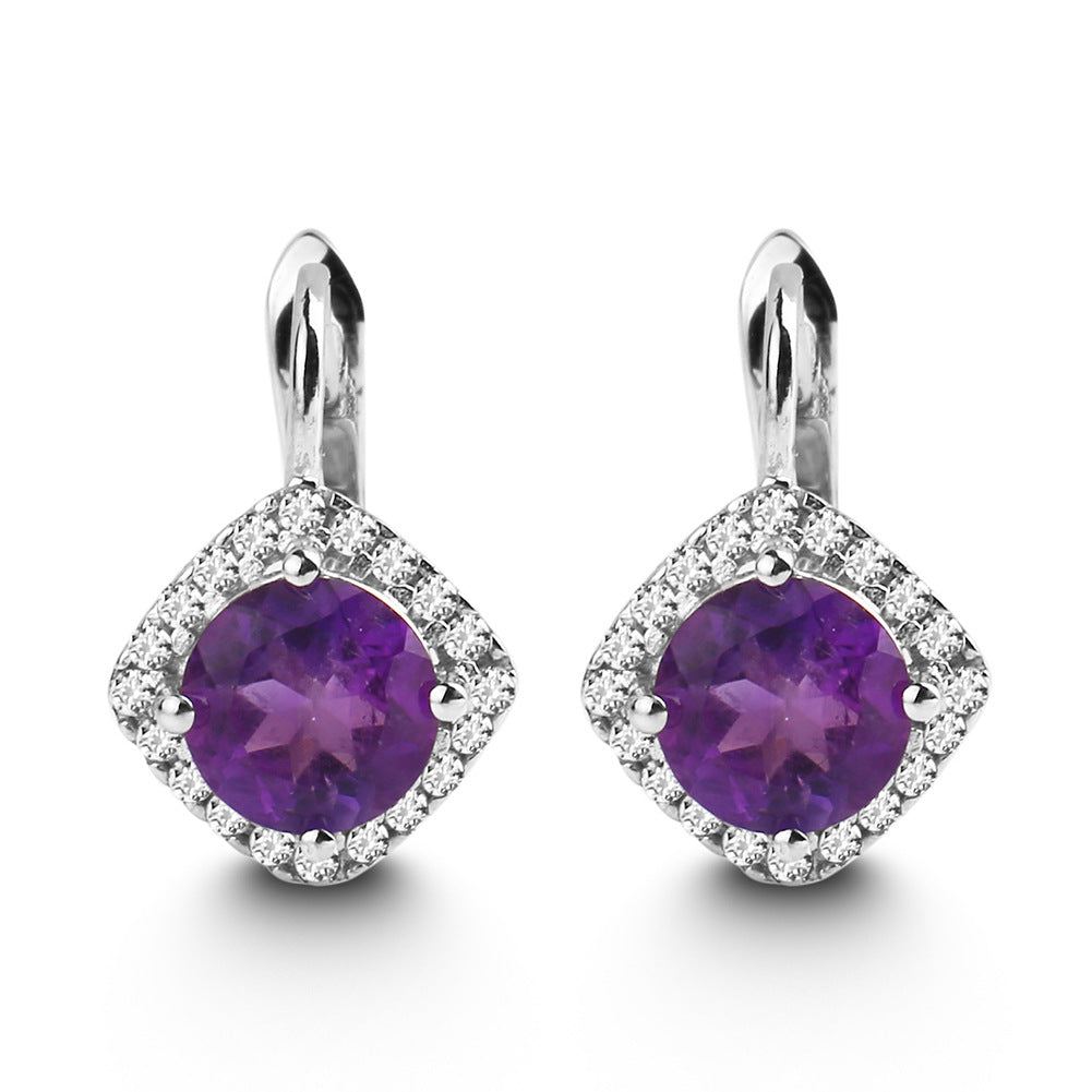 Natural gemstone amethyst earrings s925 silver natural colorful earrings earrings