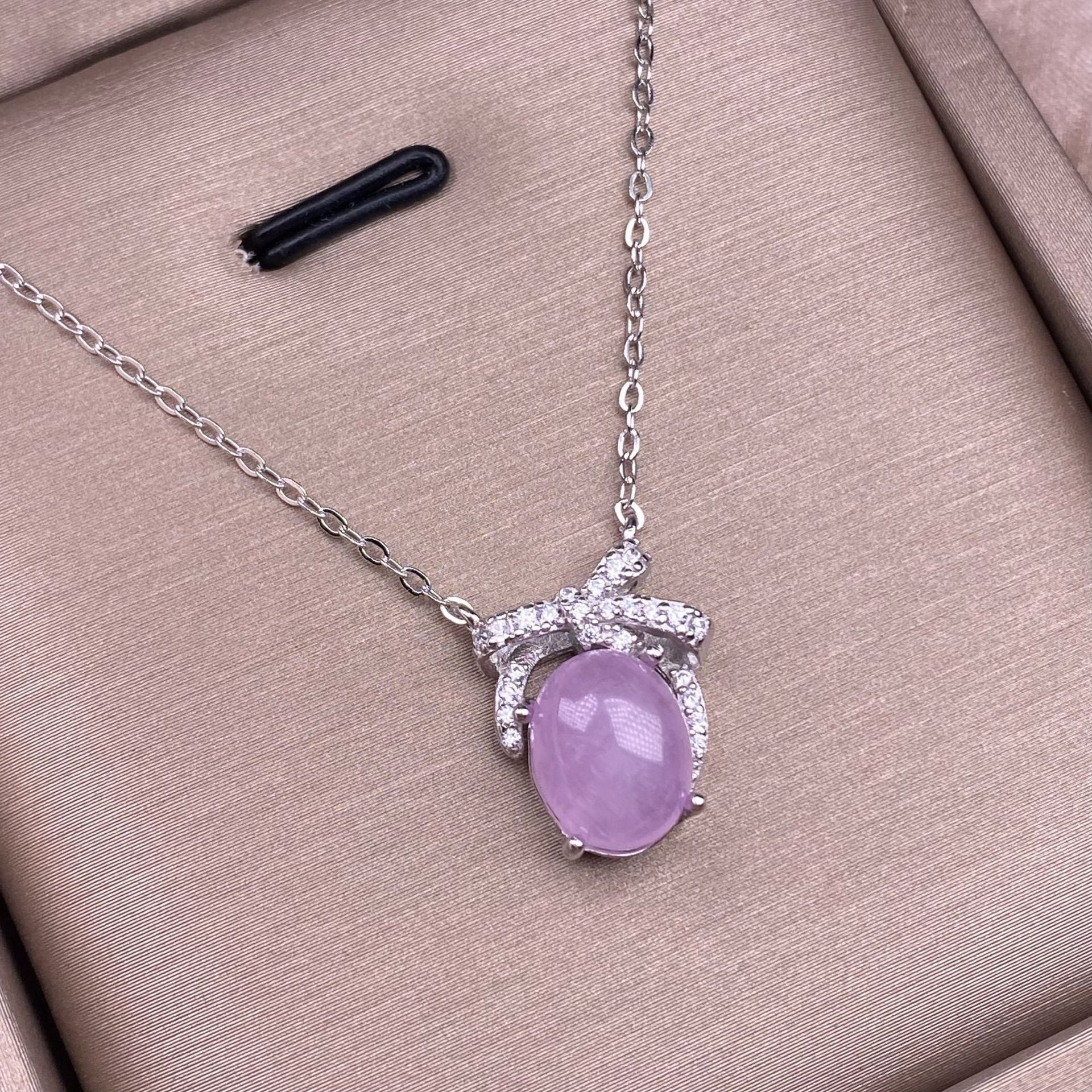Collar de aguamarina con uva morada y brillo de litio con incrustaciones de plata s925, cadena versátil para clavícula de mujer