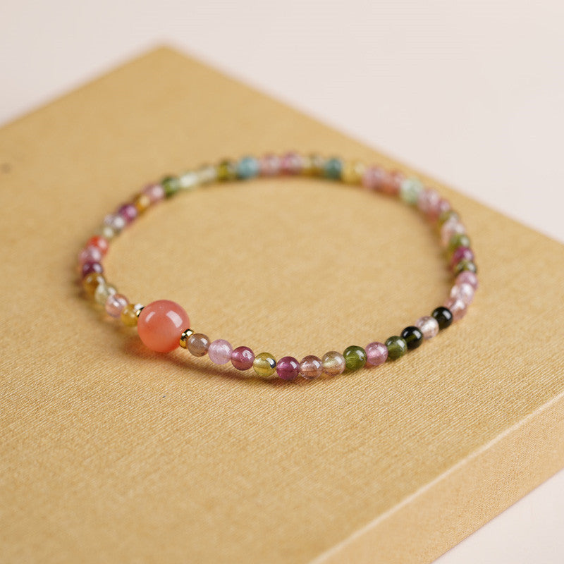 925 sterling silver colored tourmaline salt source bead bracelet