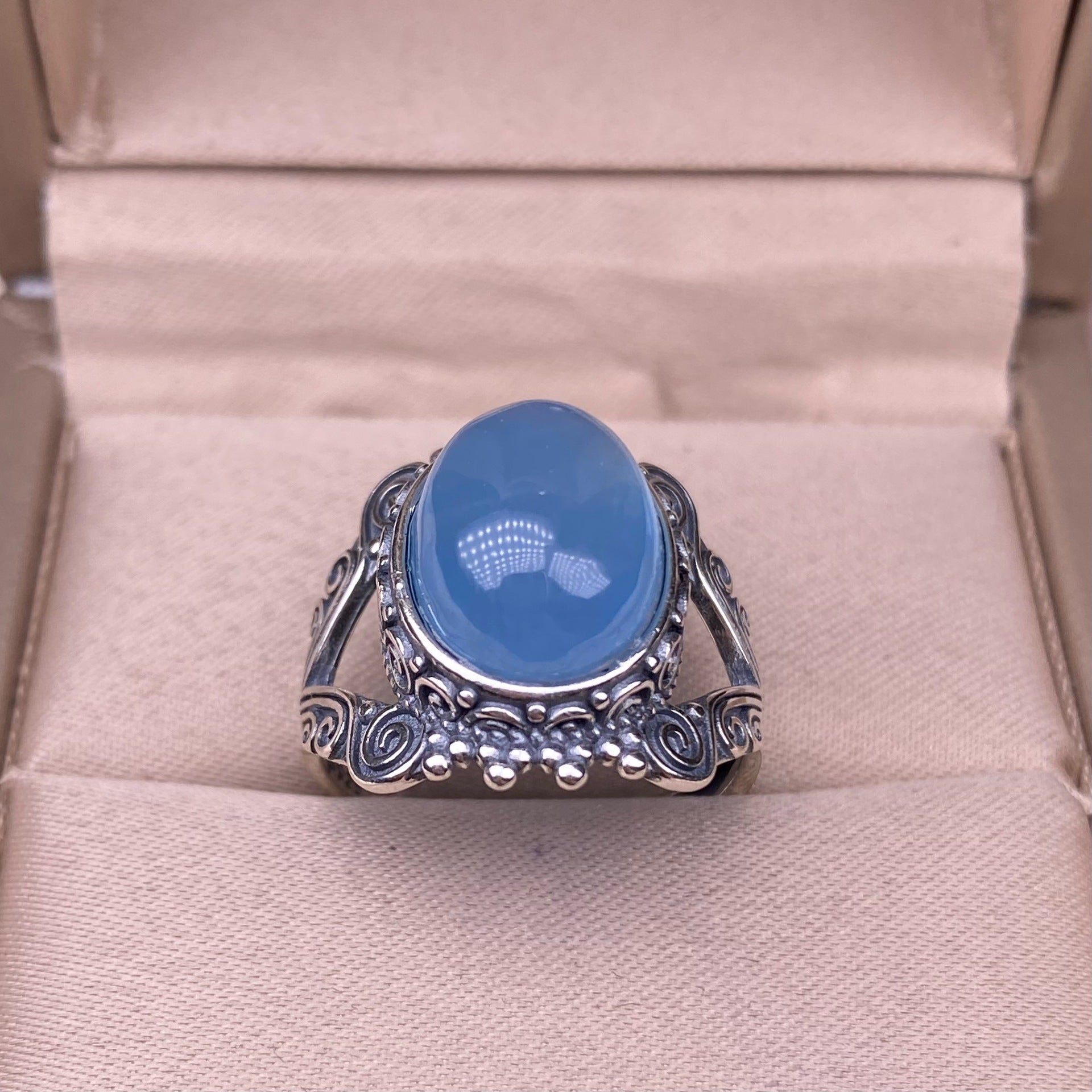 Aquarmarine Ring s925 Silver Inlaid Vintage Retro Personalized Handpiece