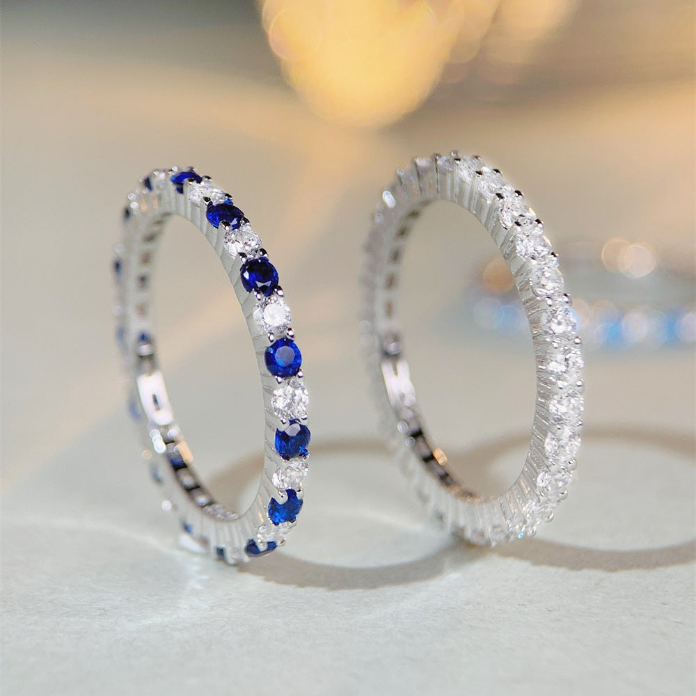 High carbon diamond s925 sterling silver ring, diamond gemstone zircon ring