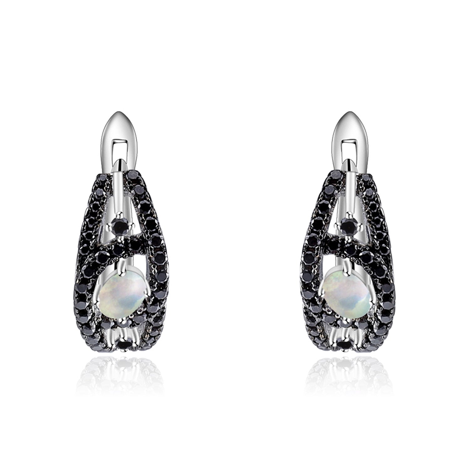 Pendientes de amatista natural con incrustaciones de piedras preciosas en plata 925