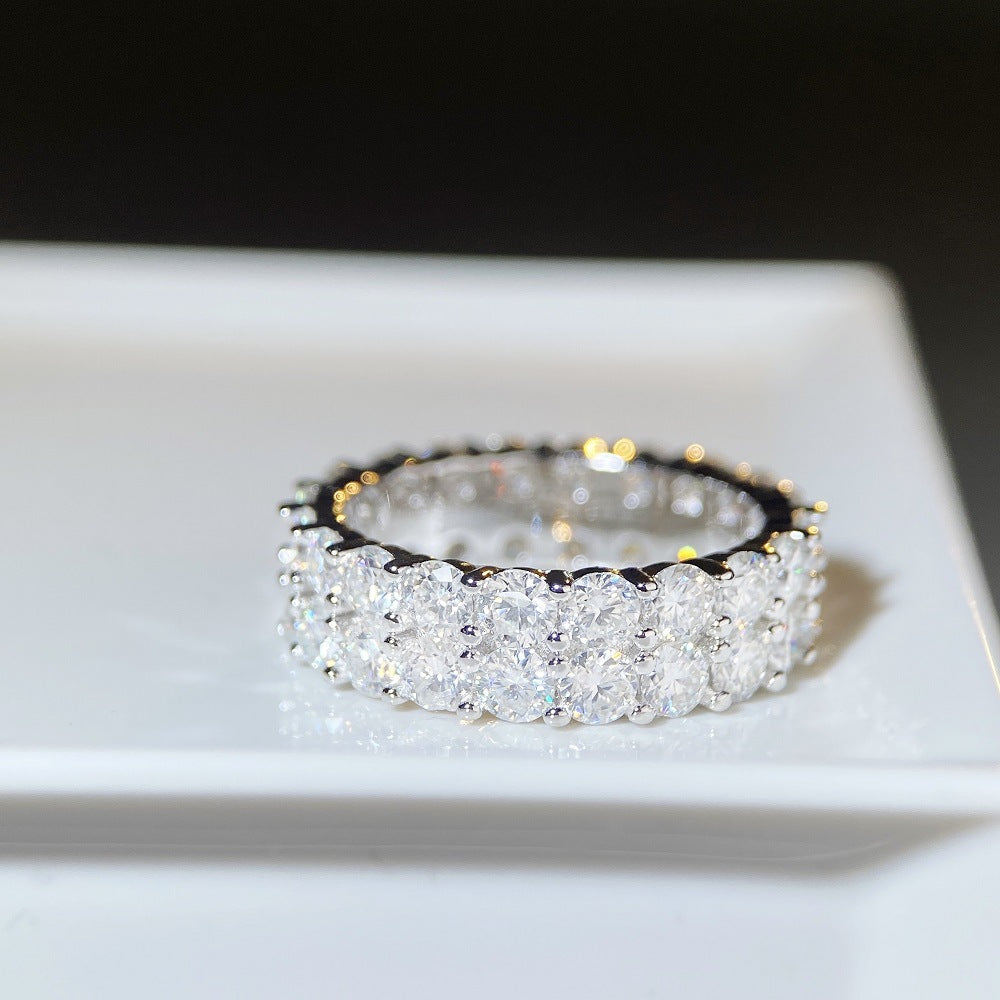 S925 Sterling Silver Moissanite Stone Ring for Men and Women Full Set D Color Moissanite Ring 10 Cent Full Ring